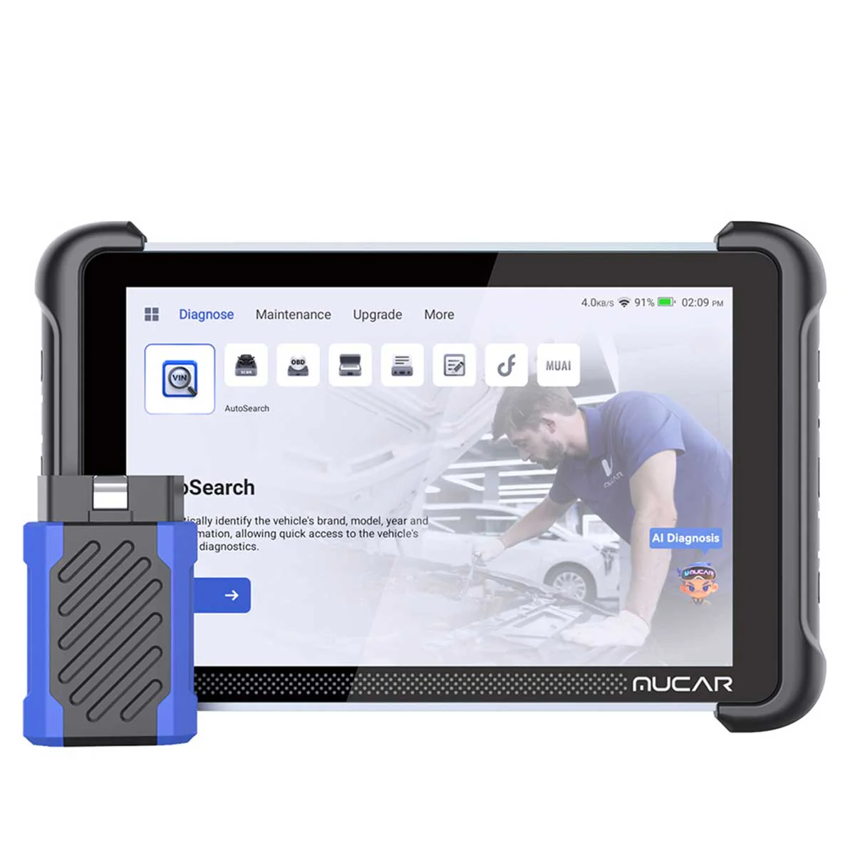 AI Diagnosis in action on a MUCAR tablet